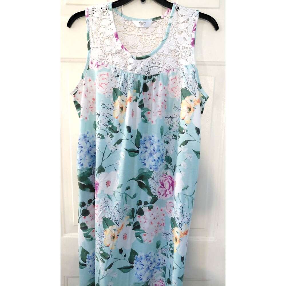 Yozly Soft Lace Sleeveles Nightgown with‎ Pockets
